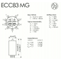 ECC83 MG JJ Electronic - Abmessungen und Sockelbelegung